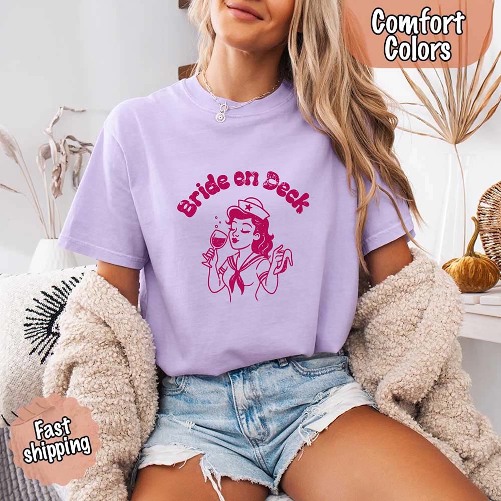 Bride on Deck Comfort Colors Shirt – Nautical Bachelorette Party Tee for Cruise or Beach Wedding