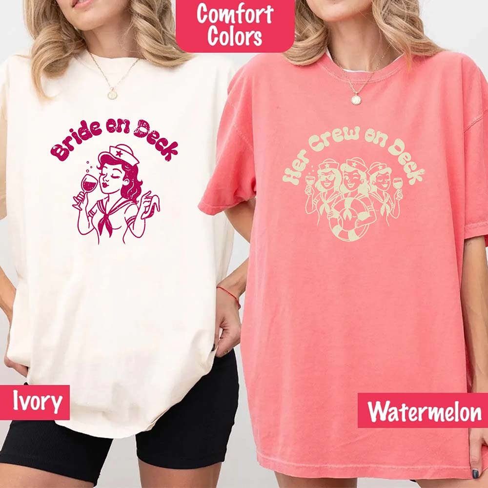 Bride on Deck Comfort Colors Shirt – Nautical Bachelorette Party Tee for Cruise or Beach Wedding