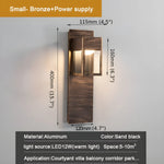 Aplique de pared LED de aluminio para exteriores, resistente al agua, color negro y bronce, con sensor de movimiento