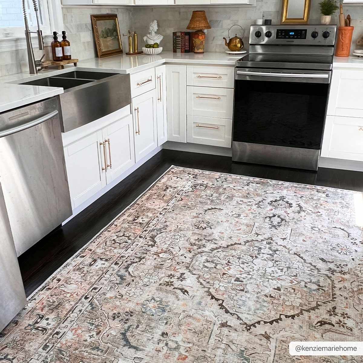Alfombra lavable de pelo plano vintage Standon