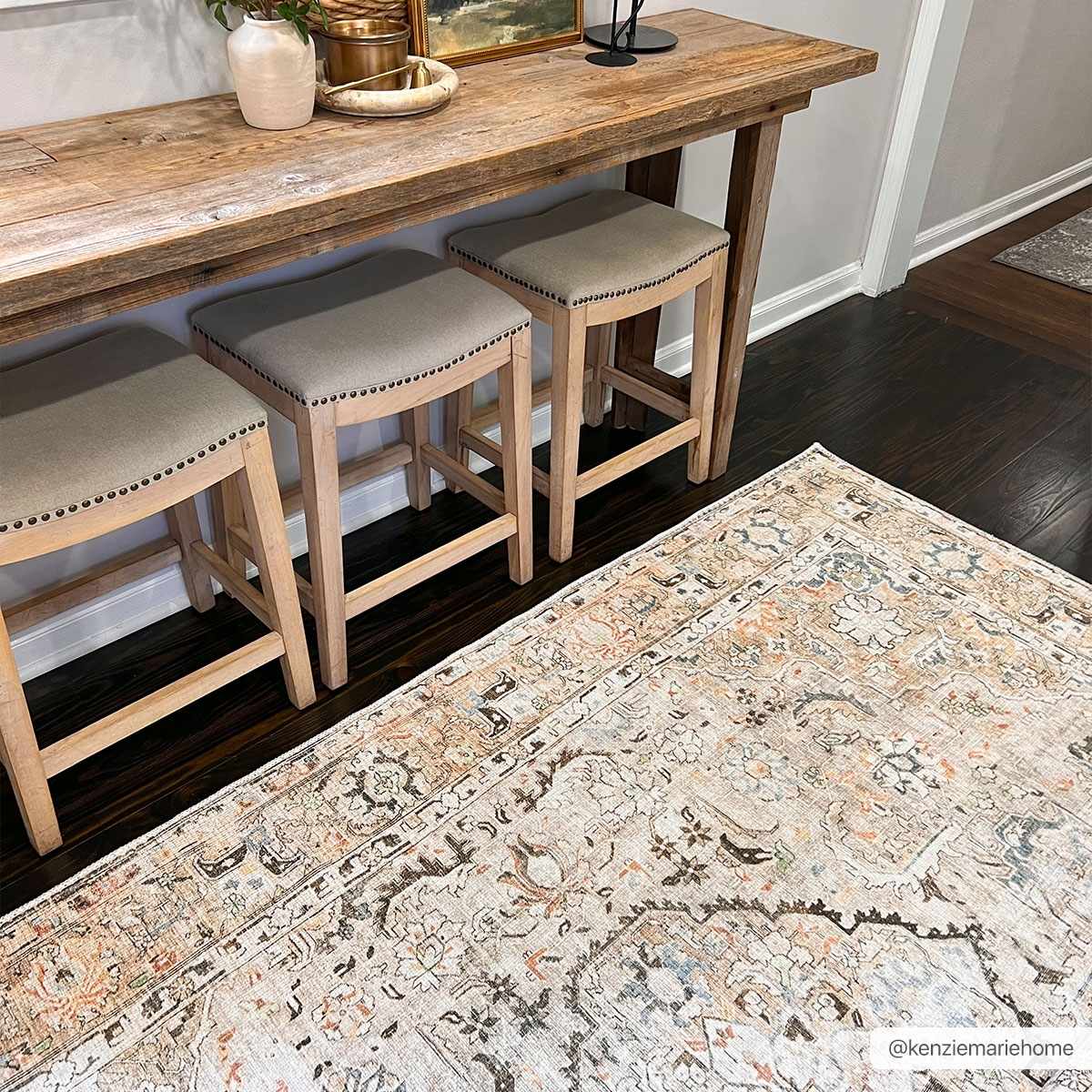 Alfombra lavable de pelo plano vintage Standon