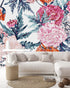Fashionable Floral Wallpaper on White Background Tasteful