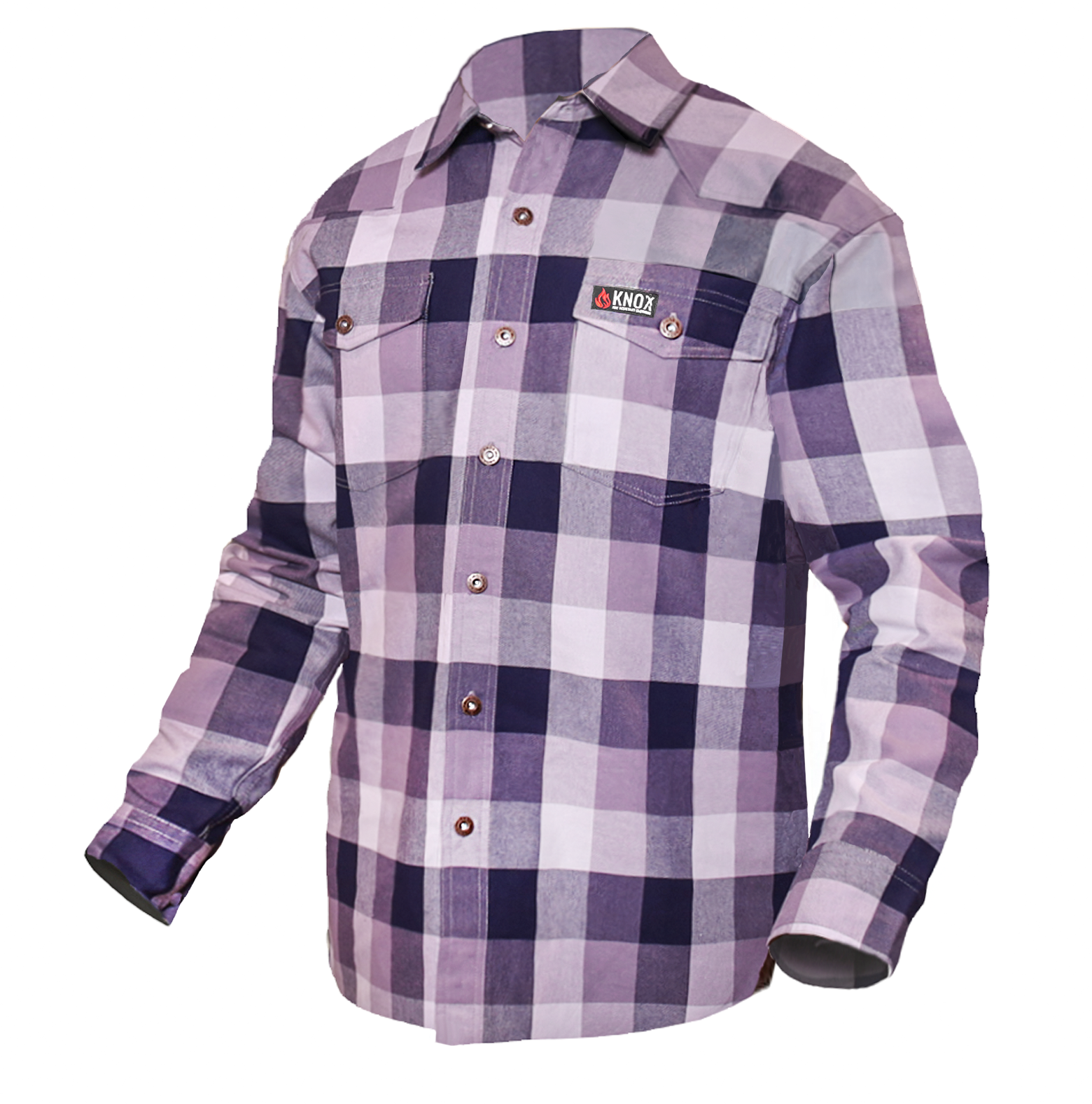 Knox FR Navy Plaid Button-Down Work Shirt