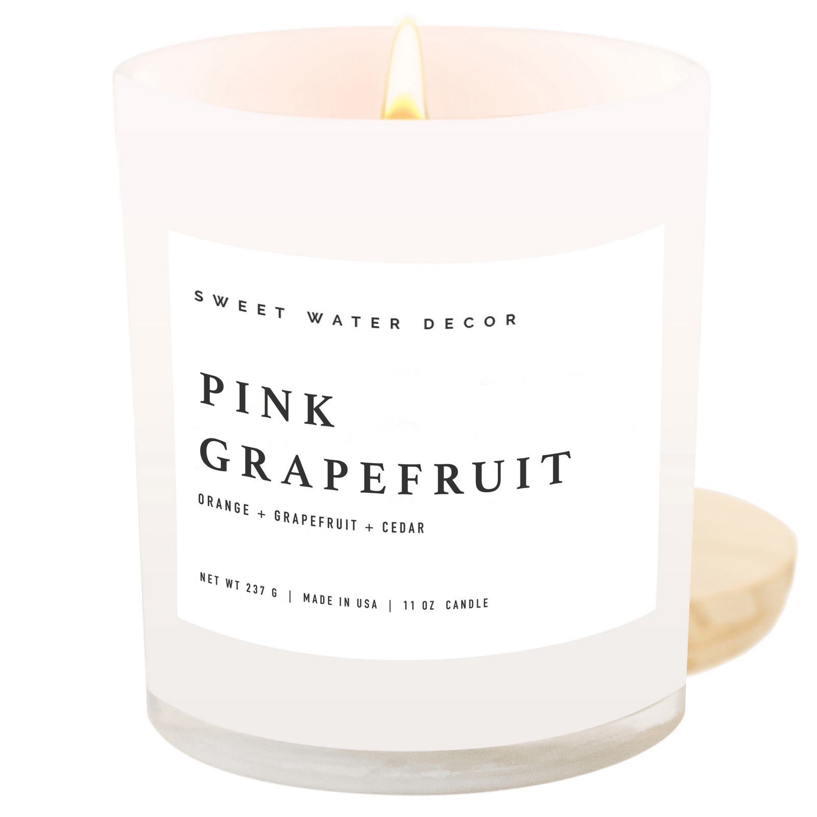 Pink Grapefruit Soy Candle - White Jar - 11 oz