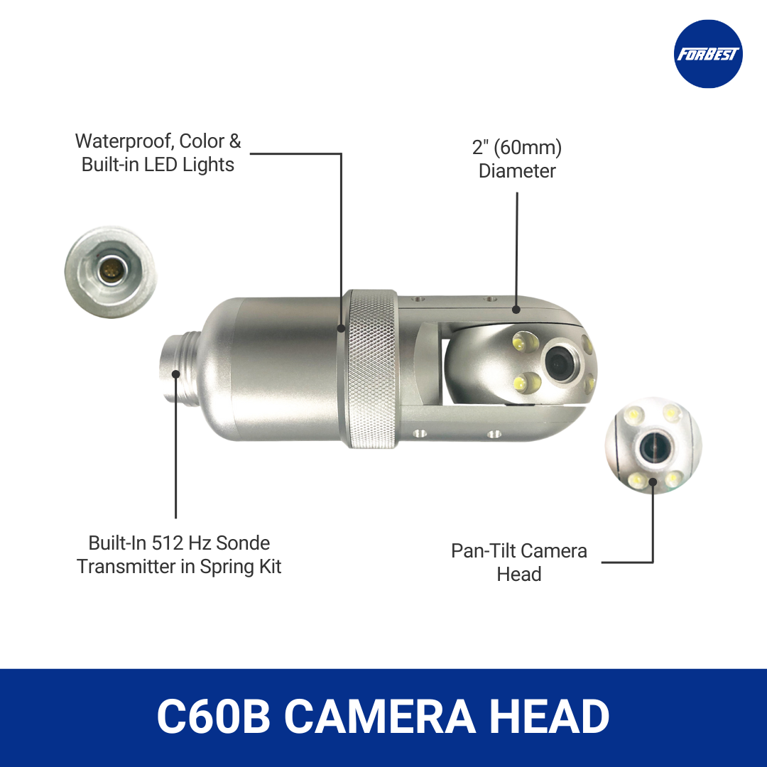 Pan-Tilt 3688AT Combo: 200ft/400ft Push Cable with Camera Head and Accessories (No Control Box)