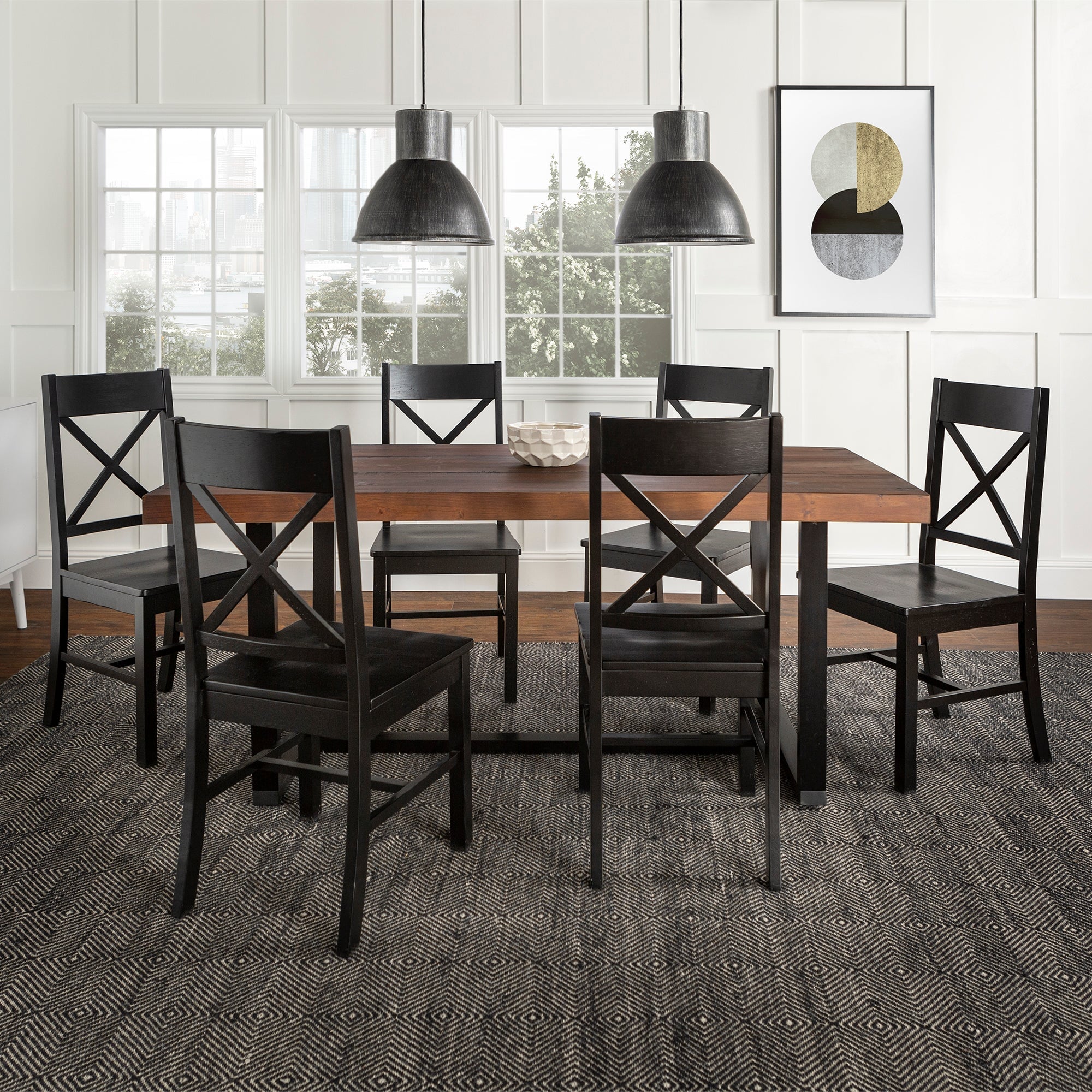 Juego de comedor Meridian de 7 piezas estilo granja