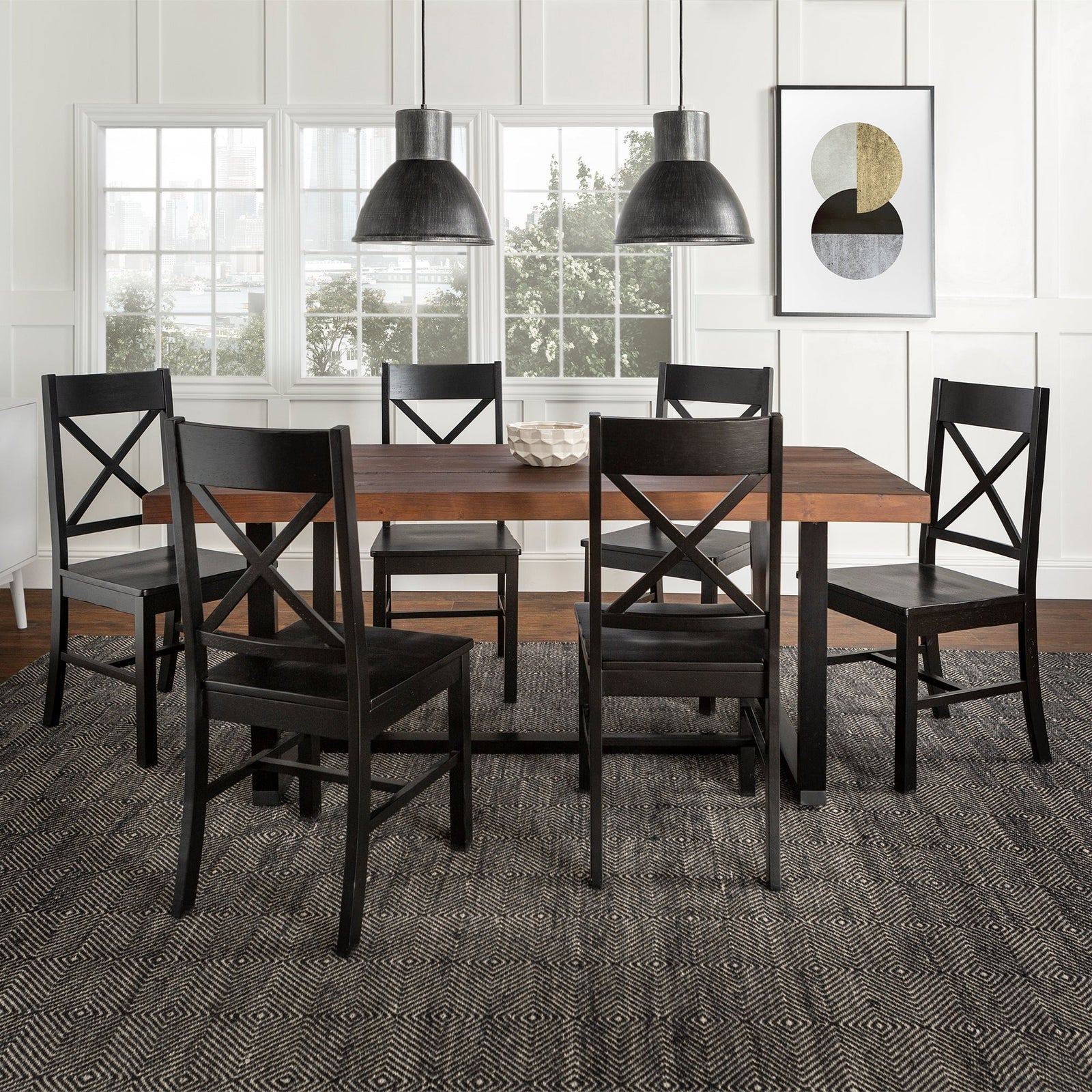 Juego de comedor Meridian de 7 piezas estilo granja
