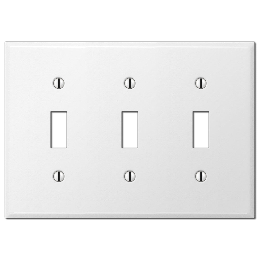 Pro White Smooth Steel - 3 Toggle Wallplate