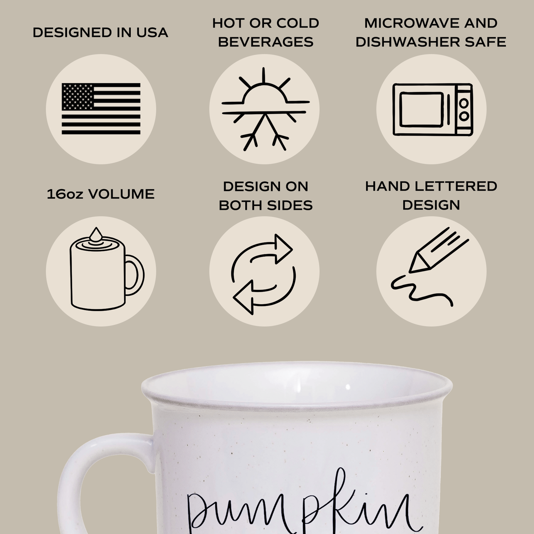 Taza rústica para café con sabor a calabaza y especias, de 16 oz.