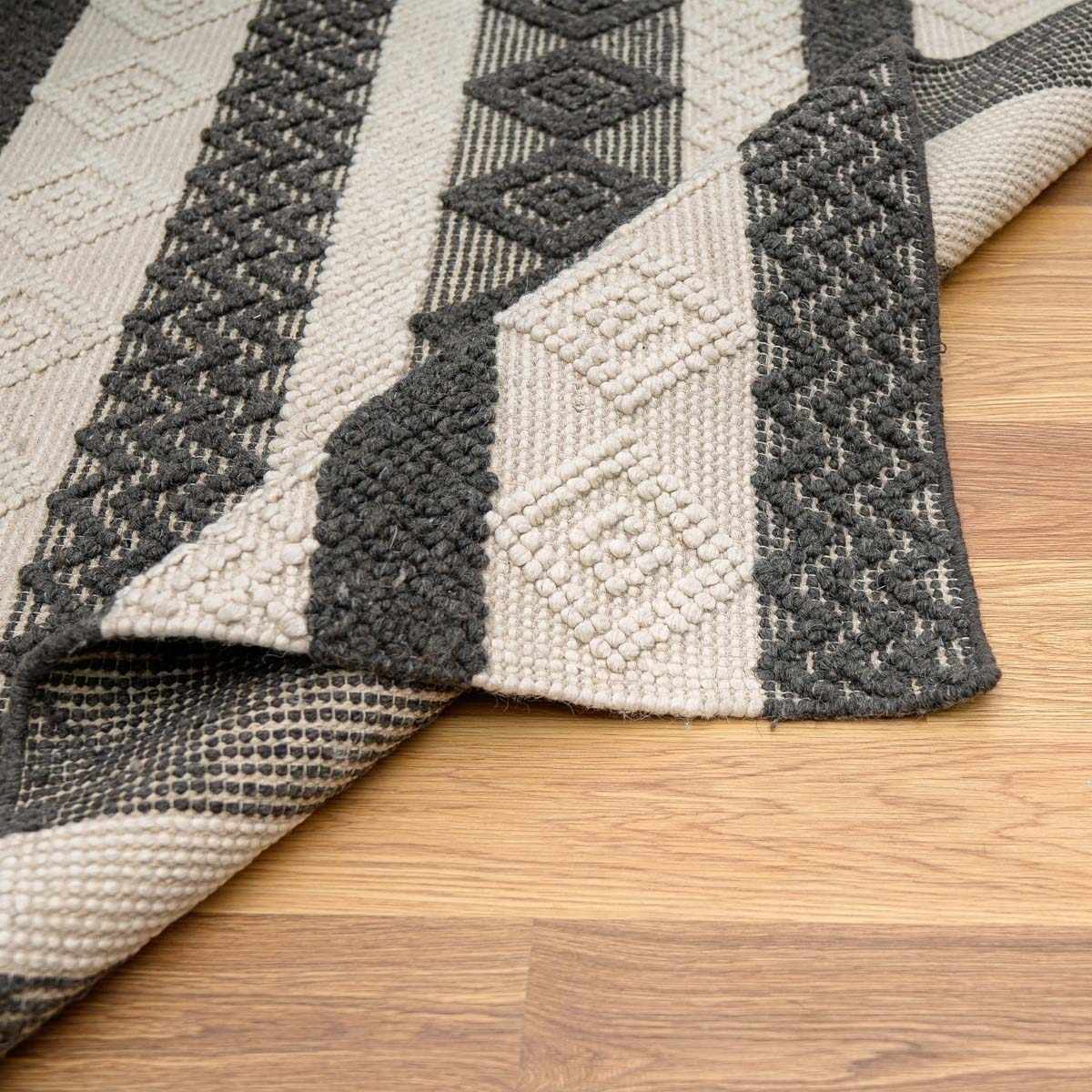 Alfombra de lana en blanco y negro Whittington - Ofertas