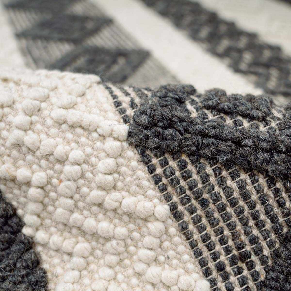 Alfombra de lana en blanco y negro Whittington - Ofertas