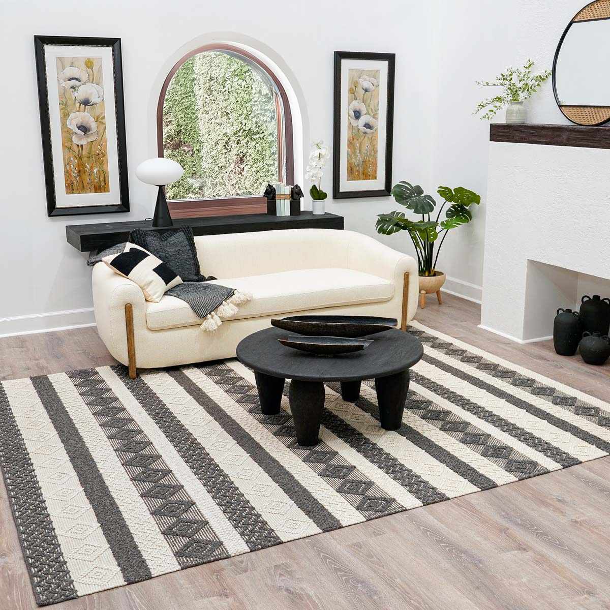 Alfombra de lana en blanco y negro Whittington - Ofertas