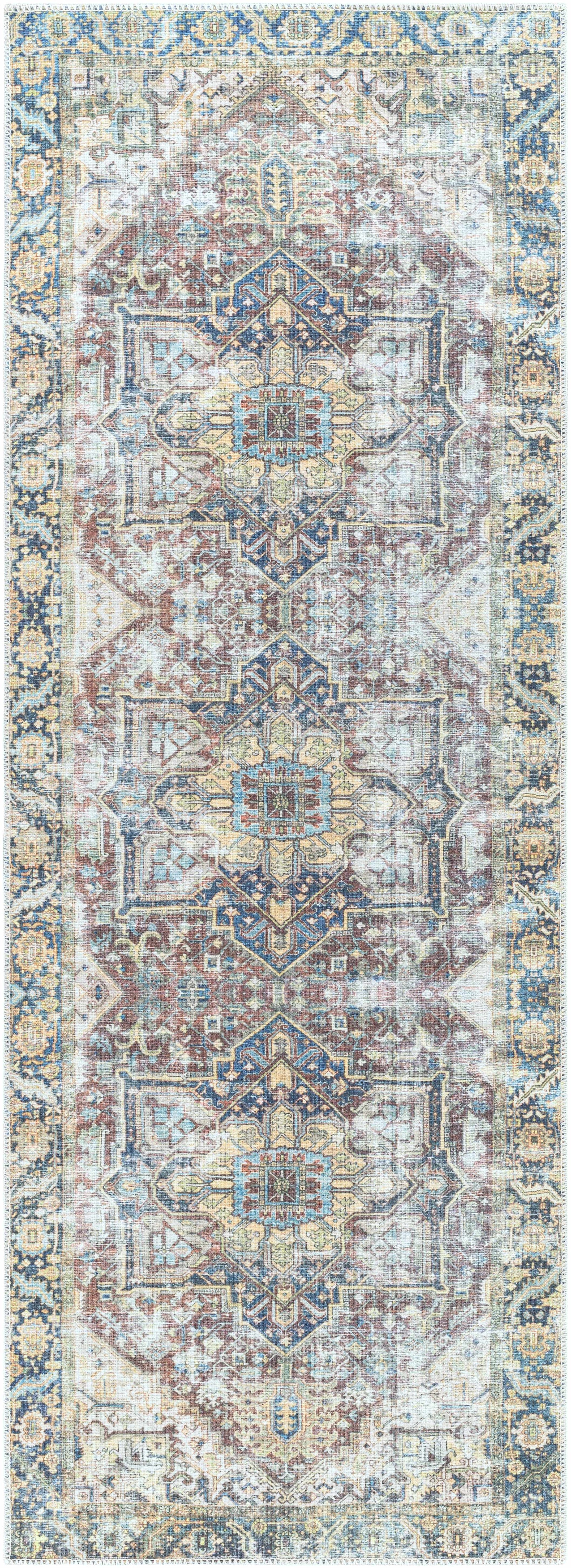 Alfombra desgastada lavable de Catigpian azul - Liquidación