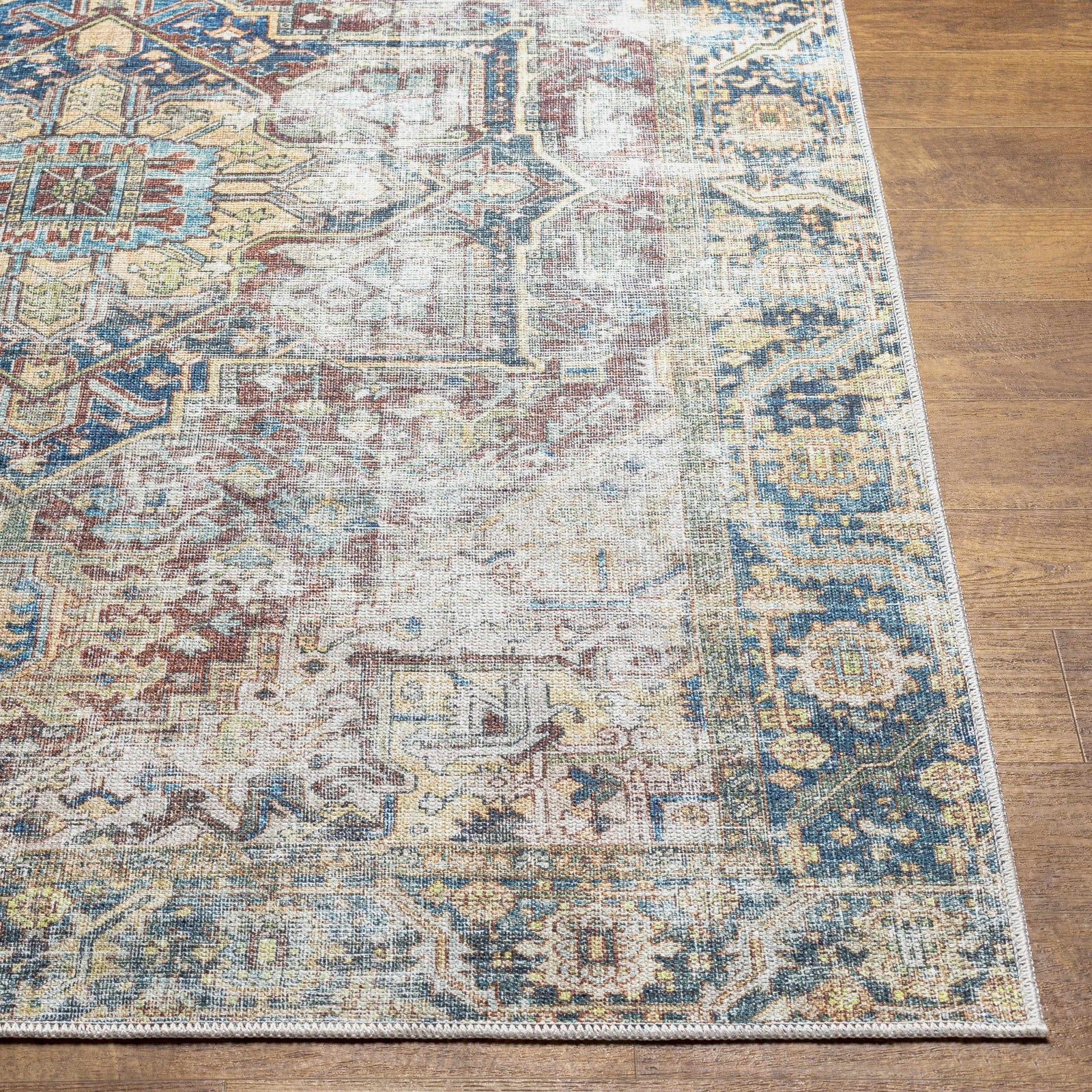 Alfombra desgastada lavable de Catigpian azul - Liquidación