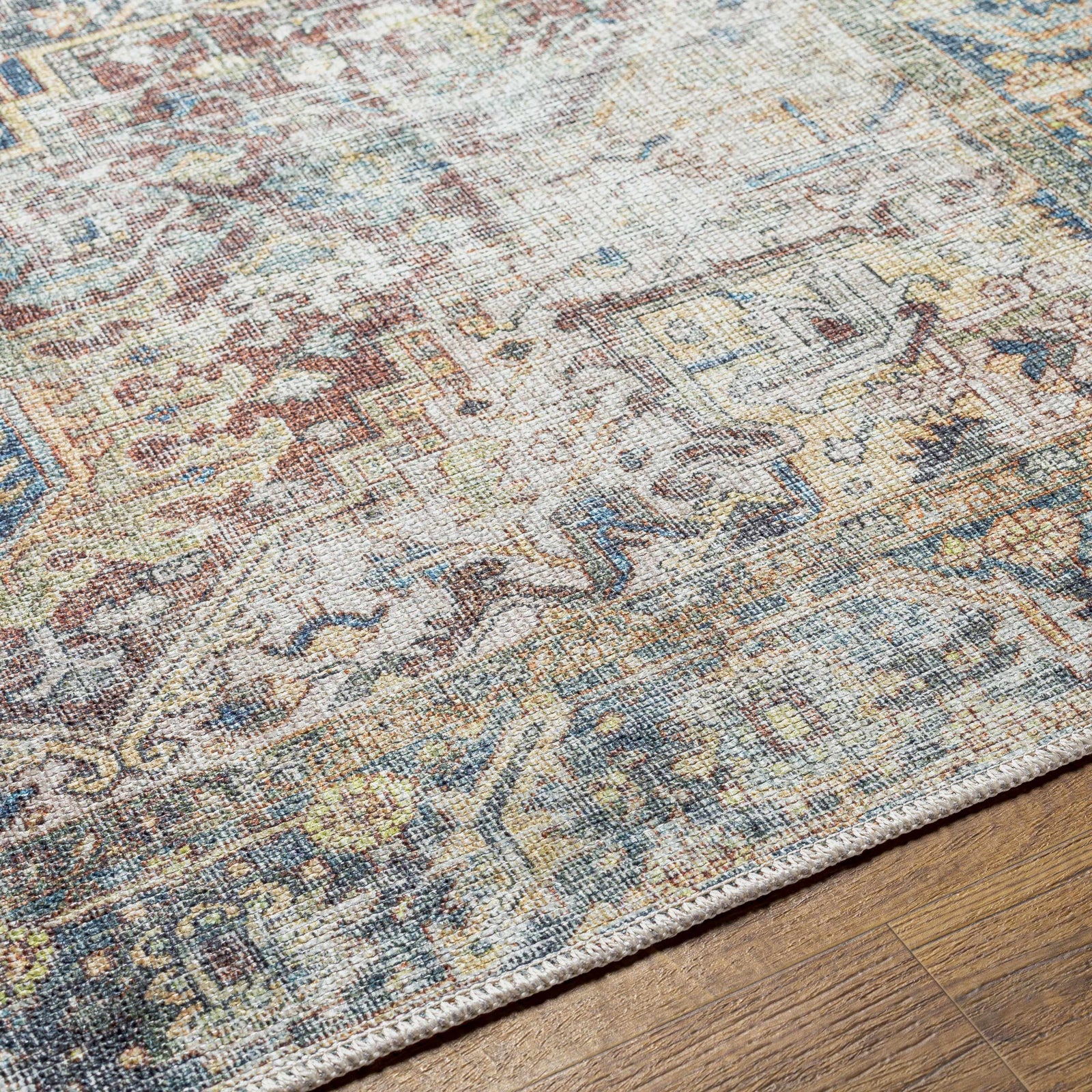Alfombra desgastada lavable de Catigpian azul - Liquidación