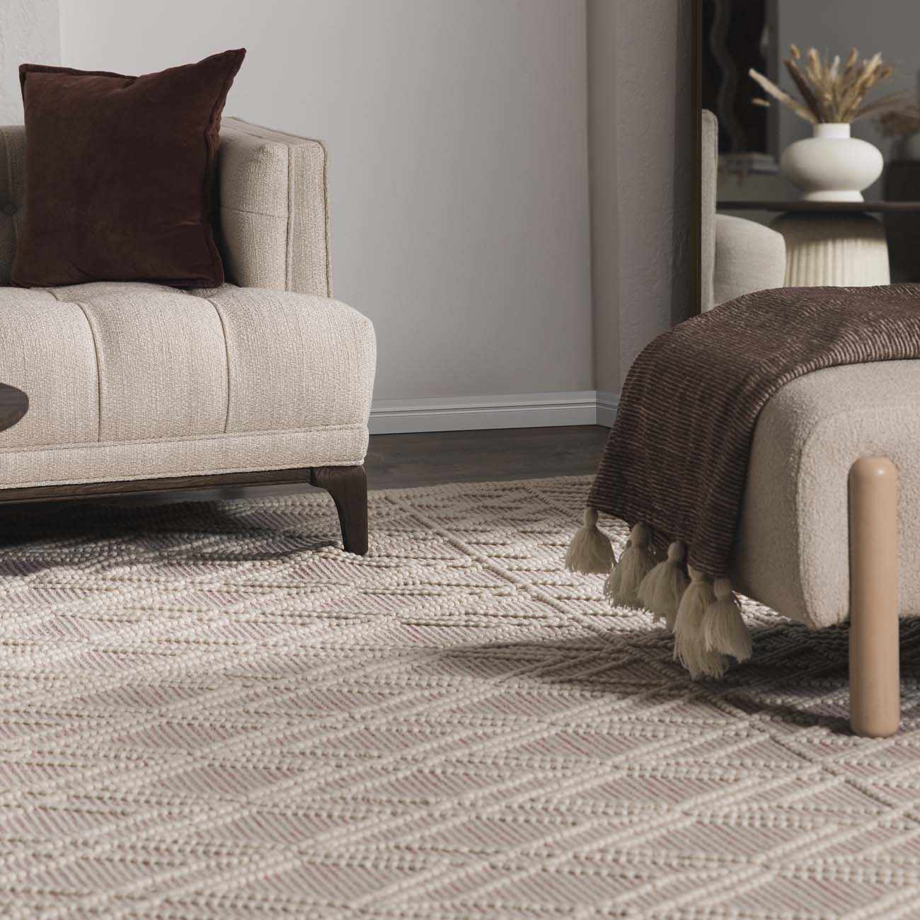 Alfombra de lana rosa suave Ramsbury