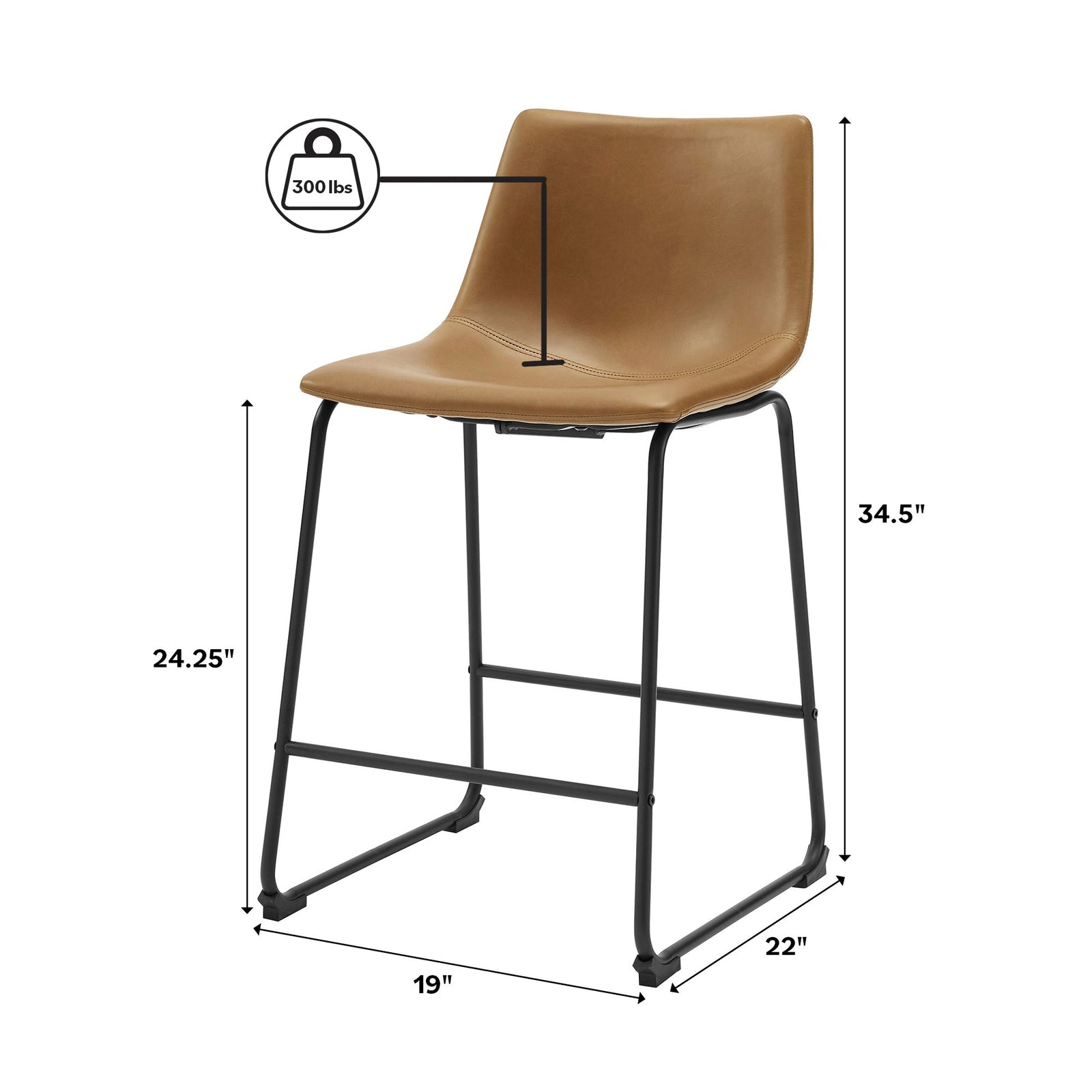 Juego de 2 taburetes de bar de piel sintética