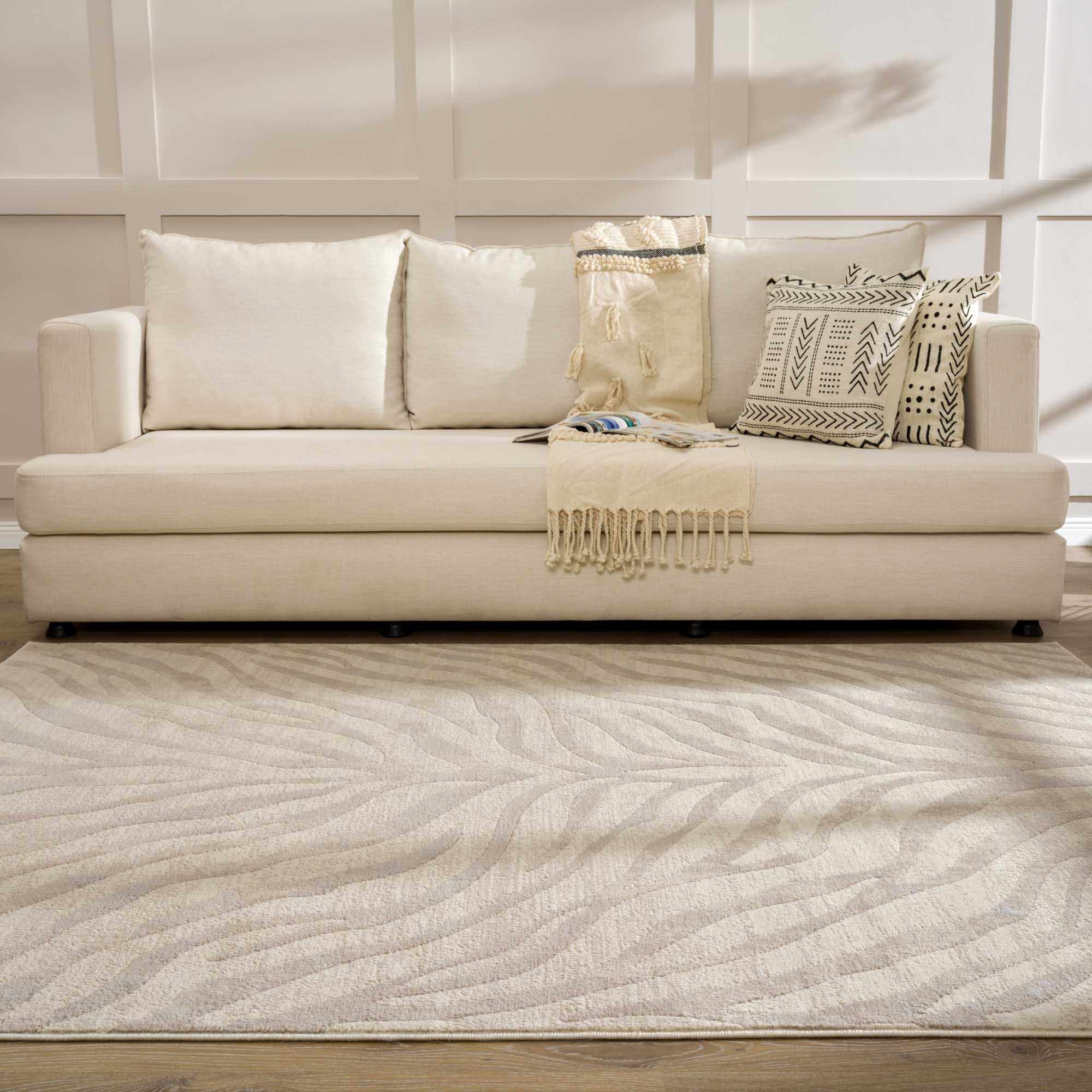Alfombra con estampado de cebra de Manteca en color beige