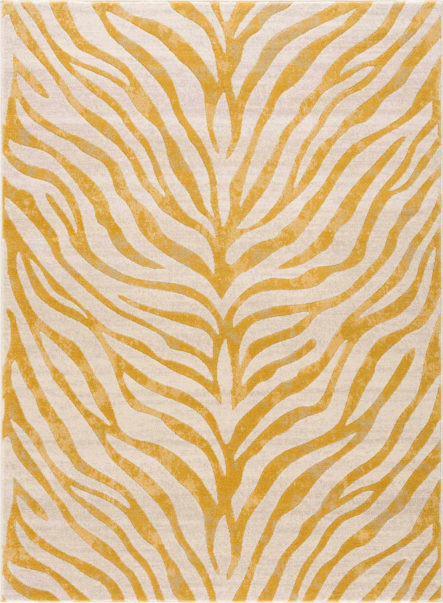 Alfombra con estampado de cebra en amarillo Terra - Liquidación