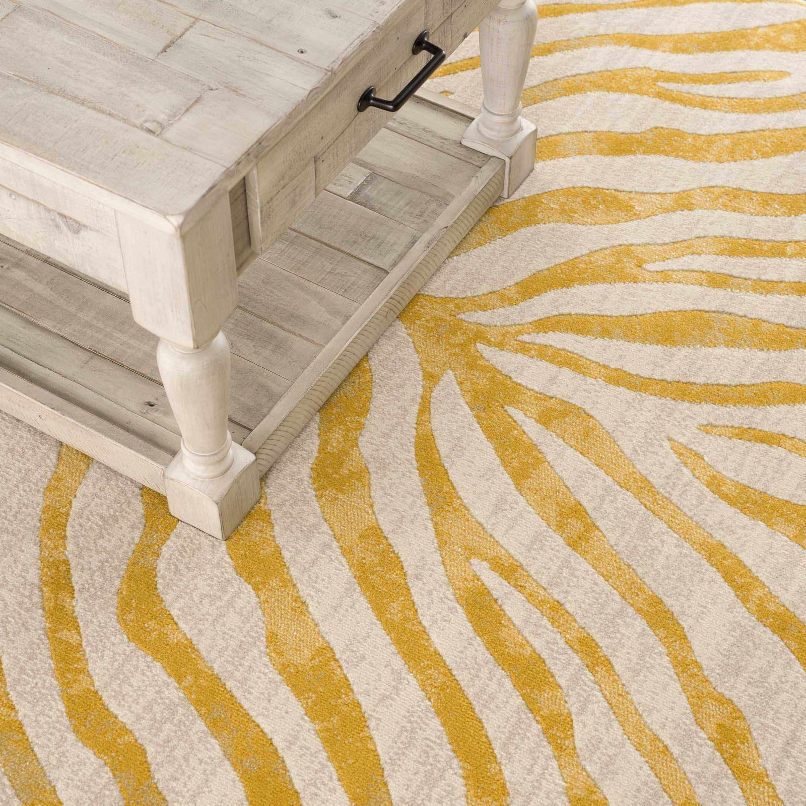 Alfombra con estampado de cebra en amarillo Terra - Liquidación