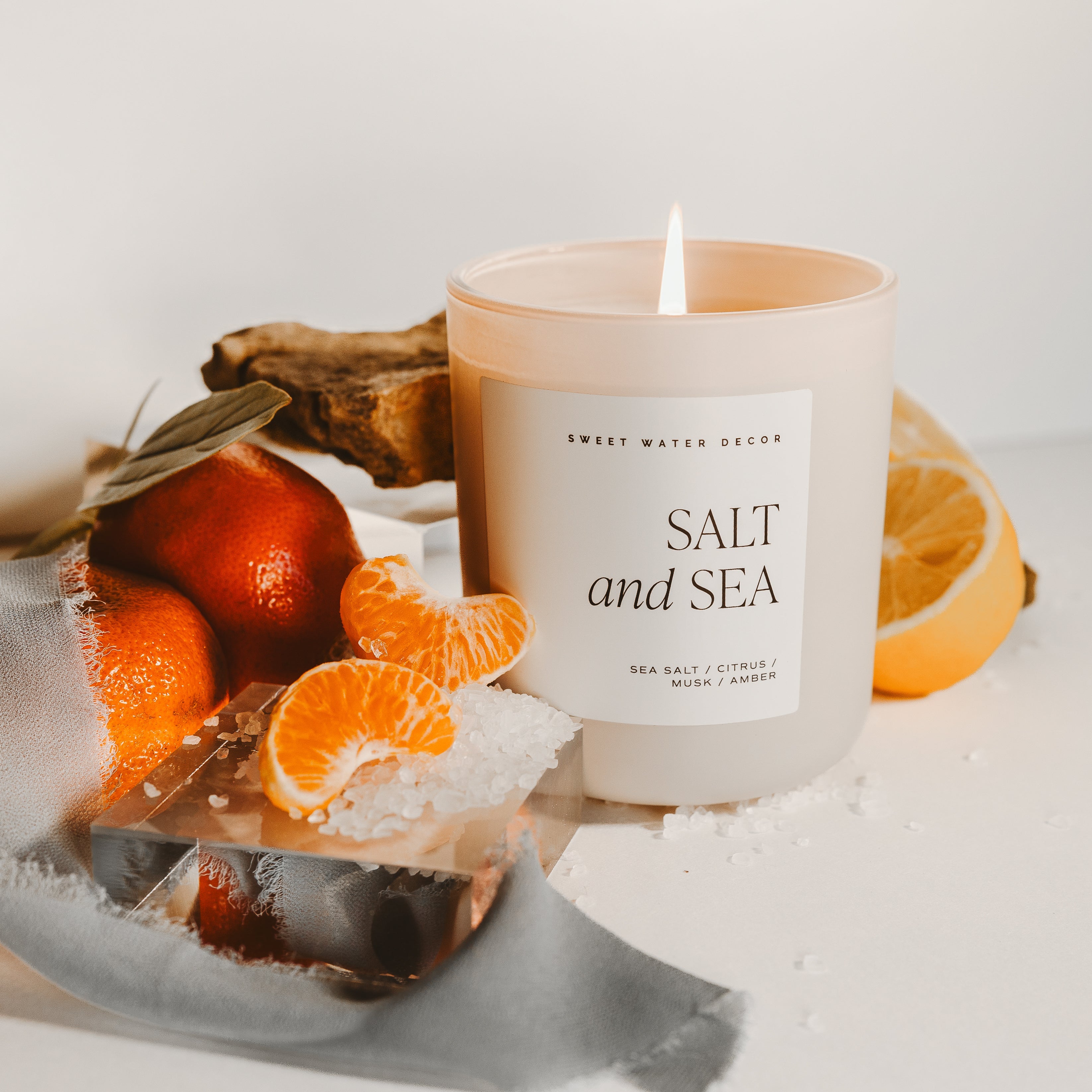 Salt and Sea Soy Candle - Tan Matte Jar - 15 oz