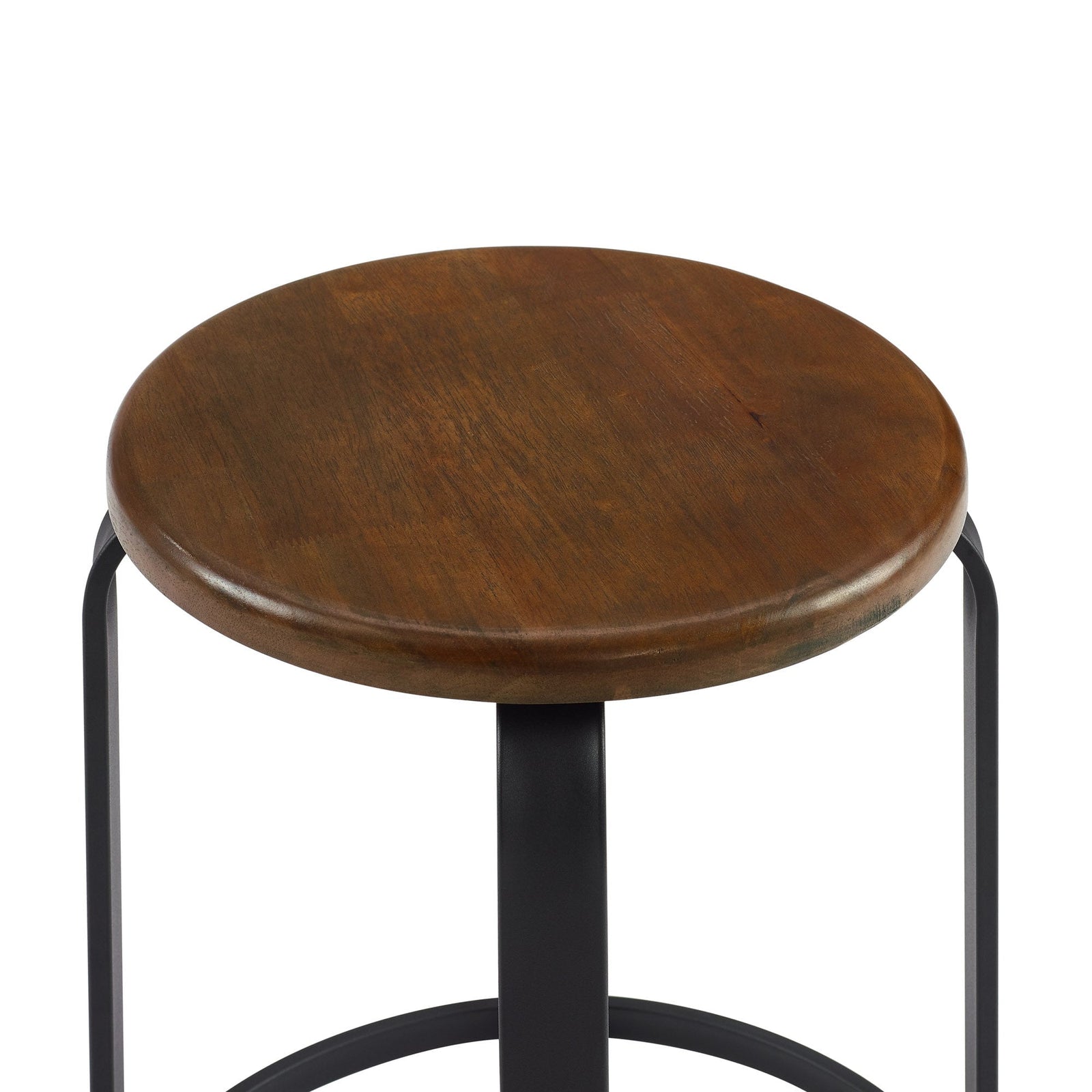 Taburete de bar de cocina redondo de madera y metal de 2 piezas Colton de 26