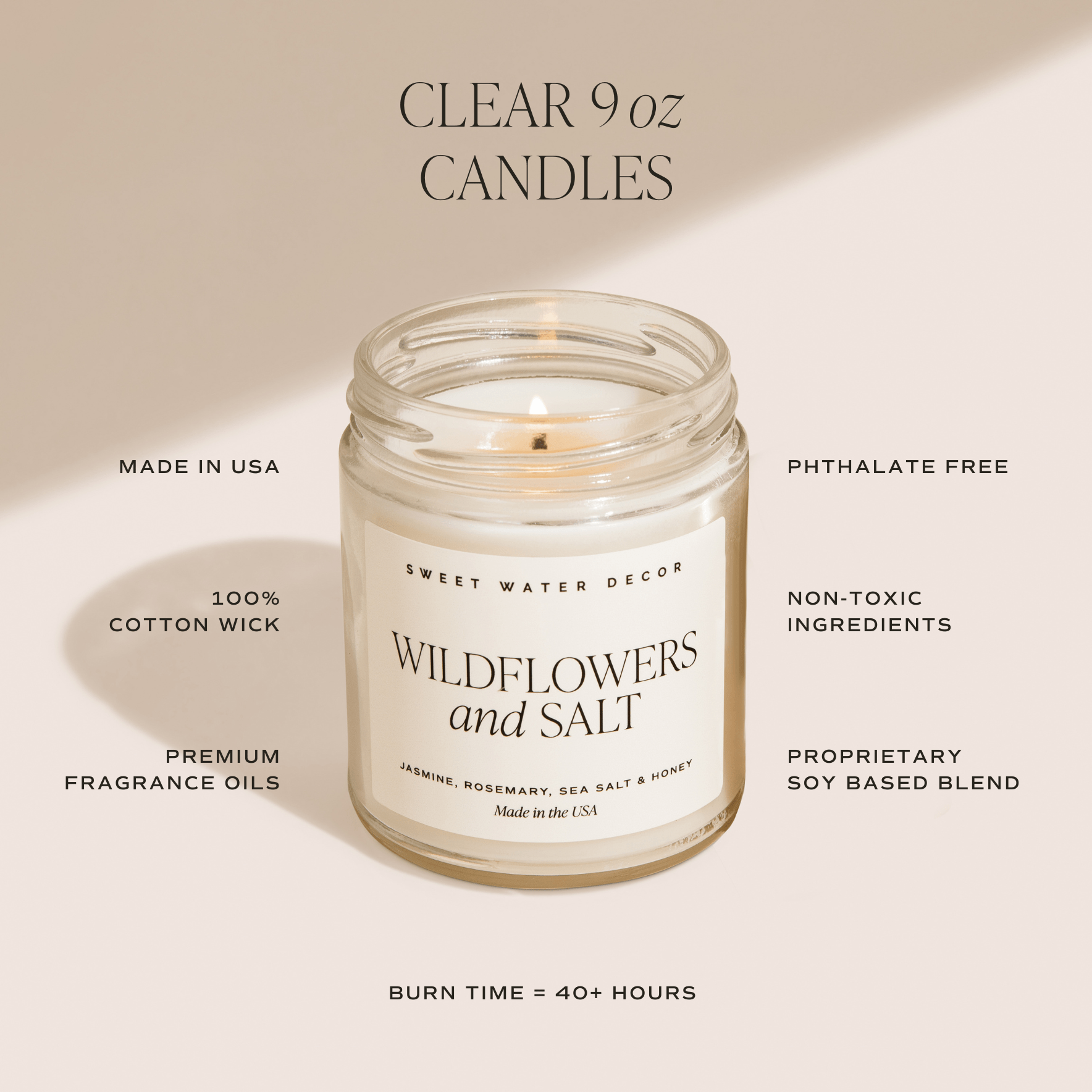 Relaxation Soy Candle - Clear Jar - 9 oz