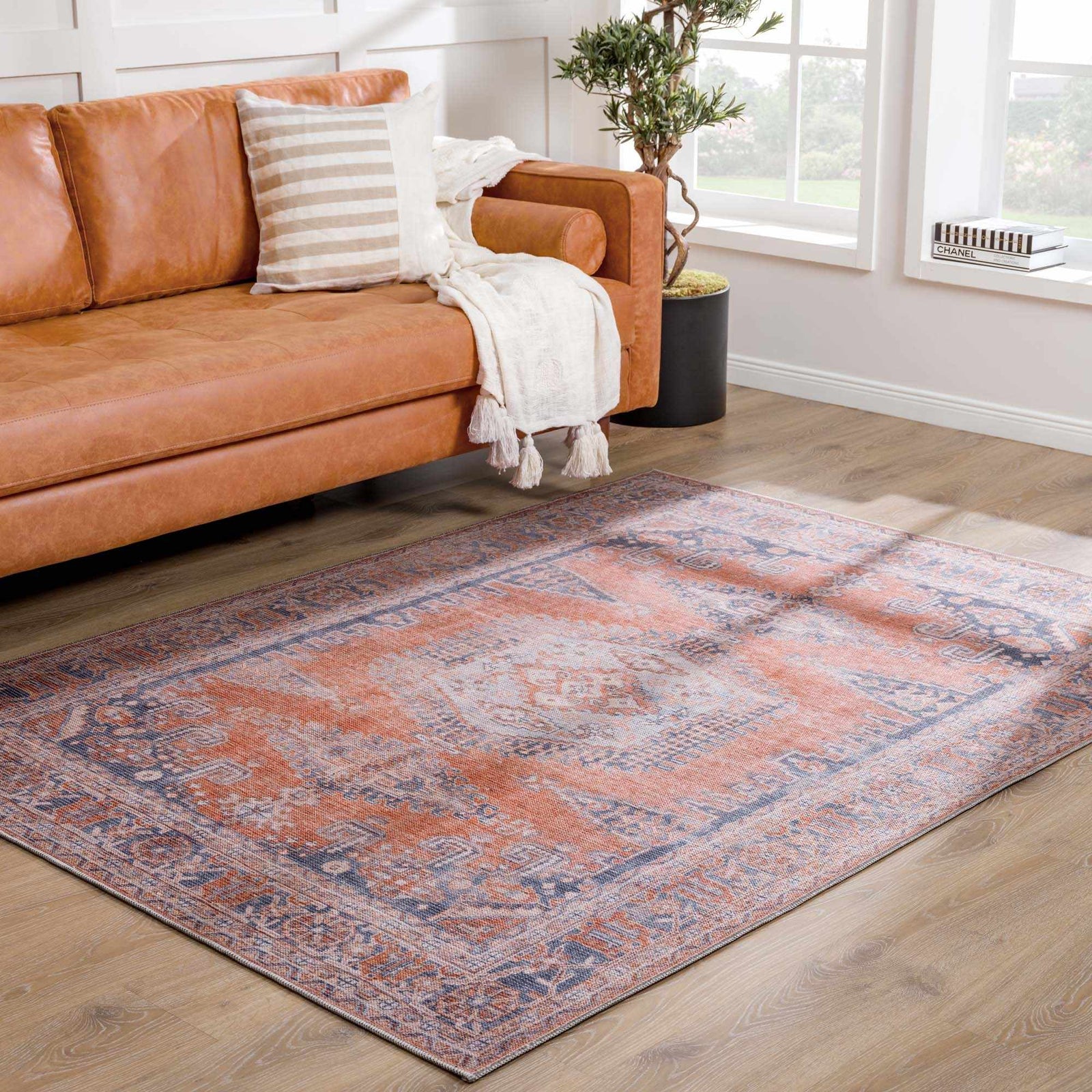 Alfombra lavable Taber color naranja quemado