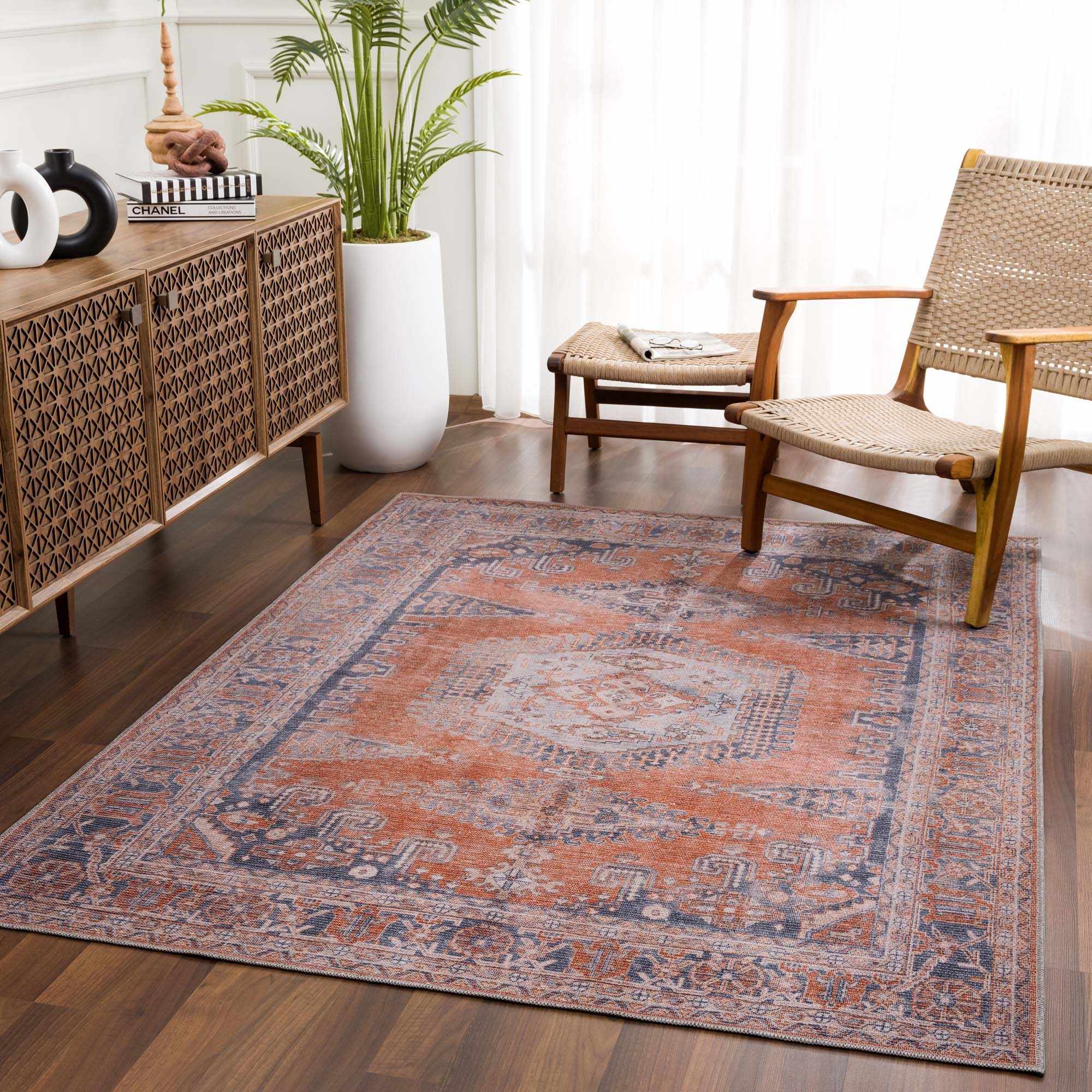 Alfombra lavable Taber color naranja quemado