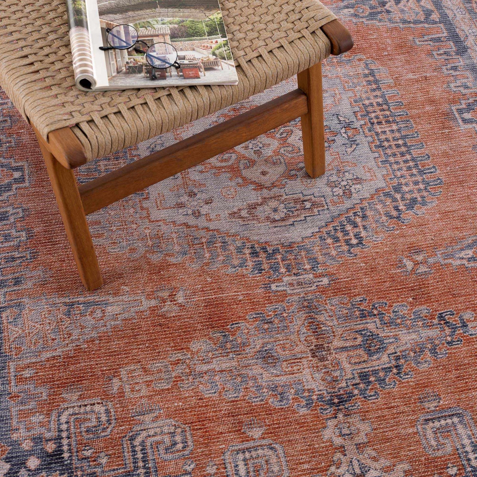 Alfombra lavable Taber color naranja quemado
