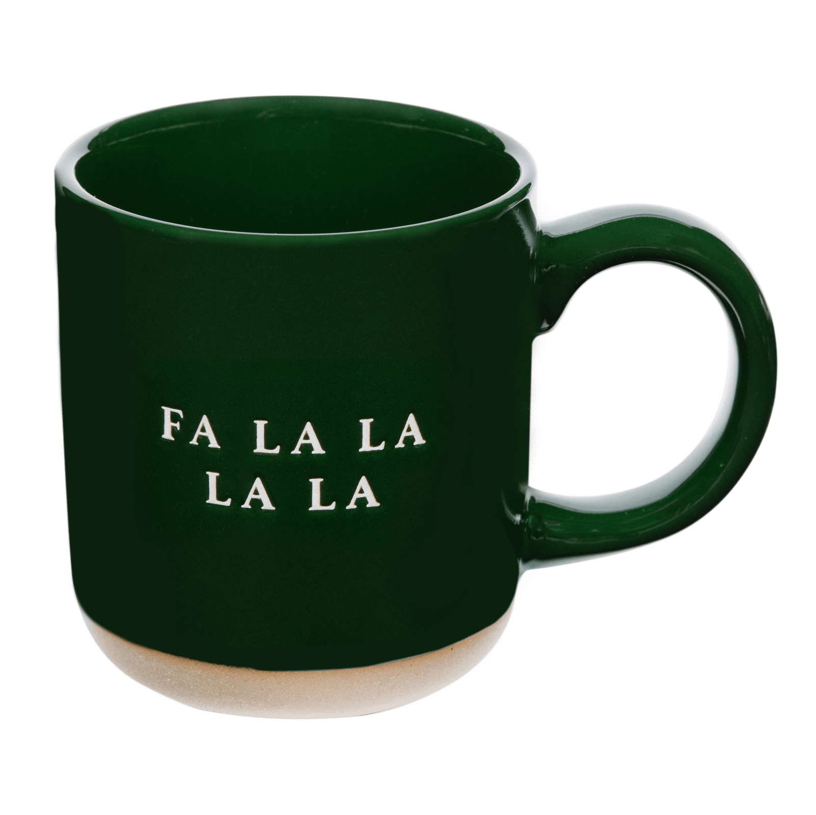 Fa La La 14oz. Taza de café de gres verde 