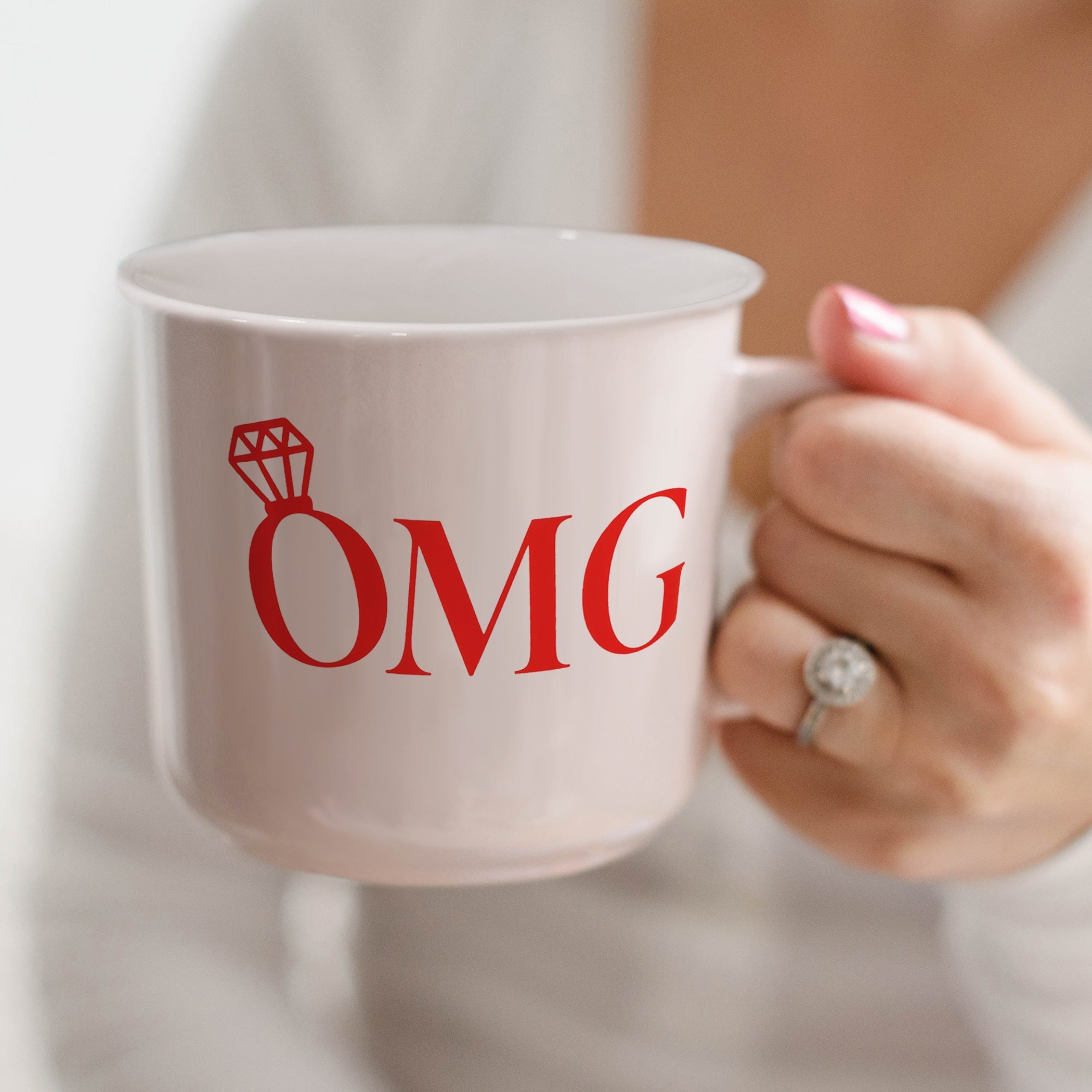 Taza de café OMG de 11 oz con diseño de fogata