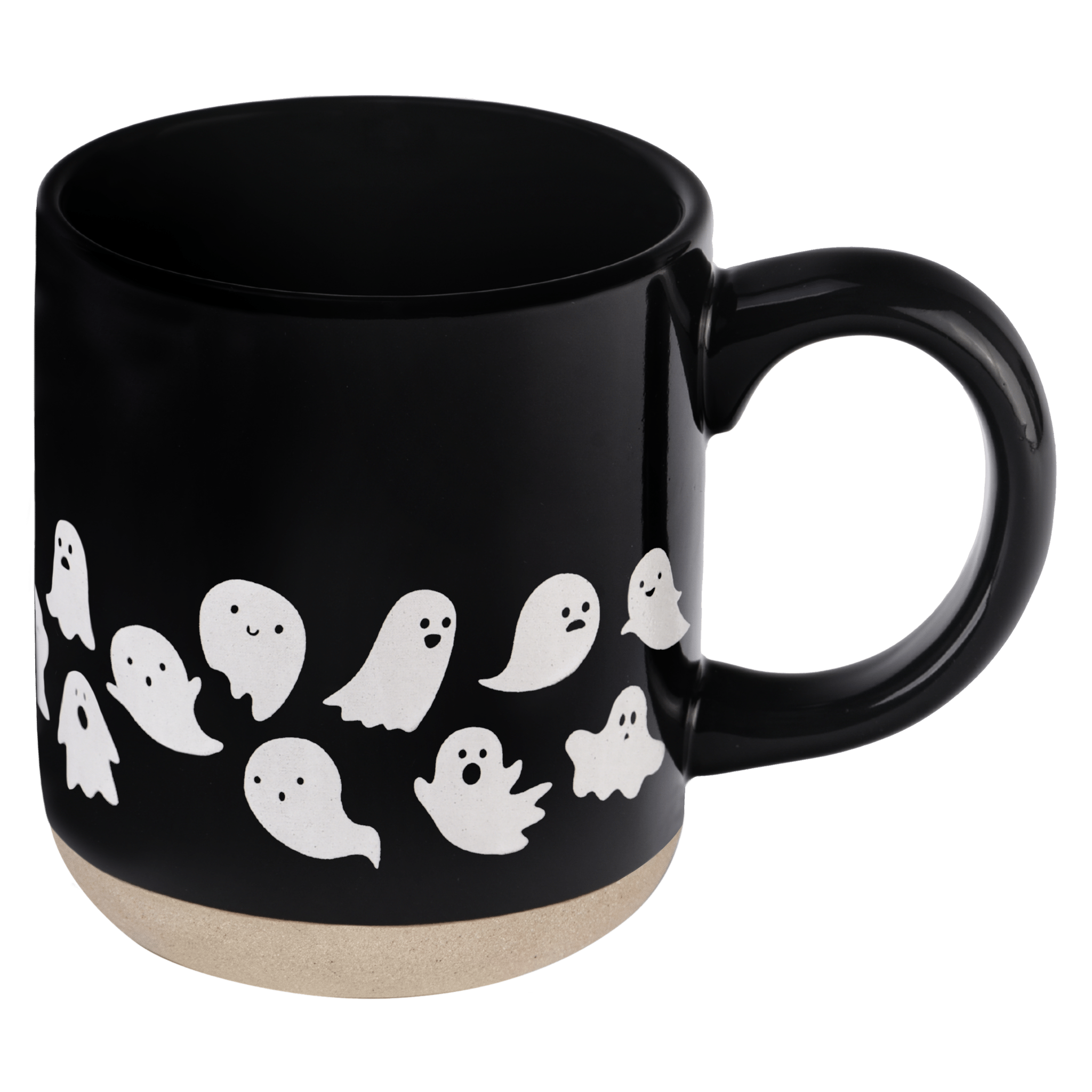 Taza de café de cerámica negra Ghosts de 453 ml