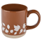 Taza de café de cerámica naranja con hojas de otoño de 14 oz