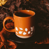Taza de café de cerámica naranja con hojas de otoño de 14 oz