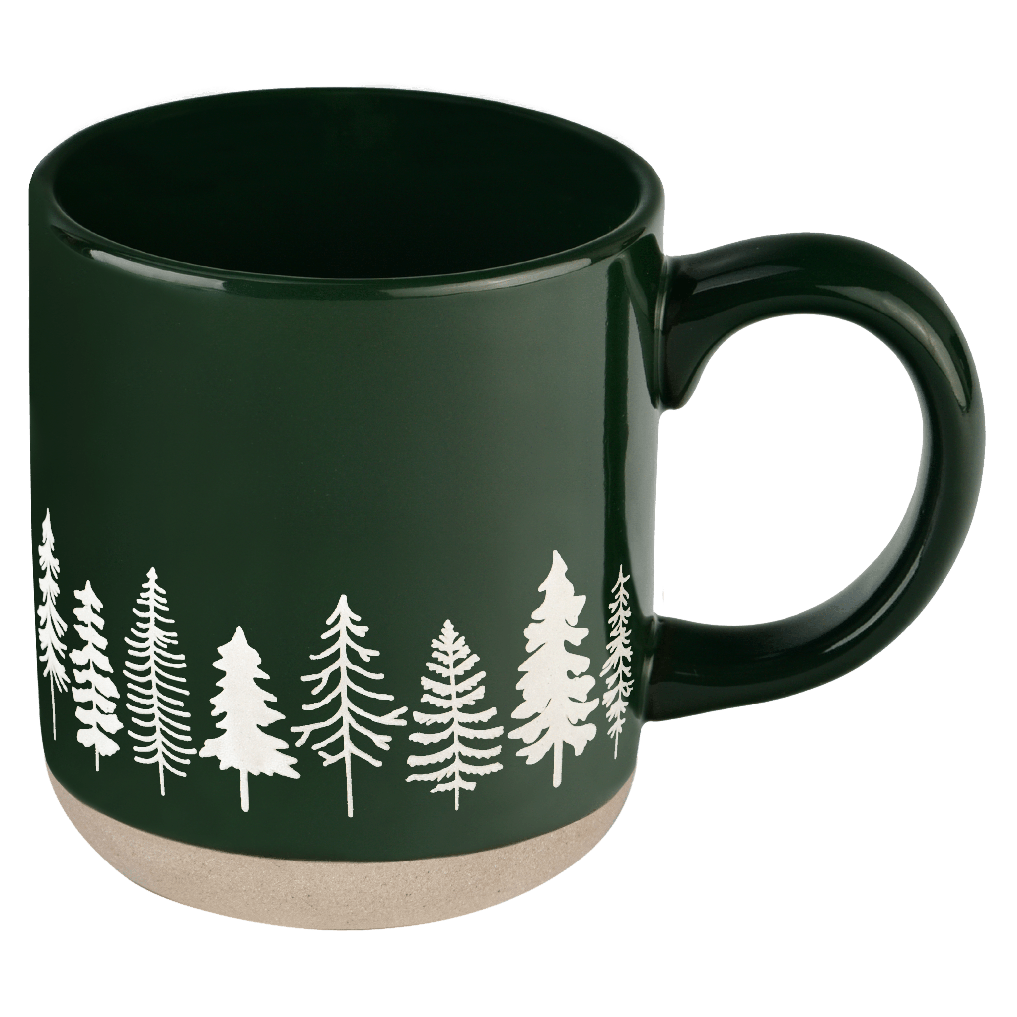 Taza de café de cerámica con diseño de pinos de 14 oz