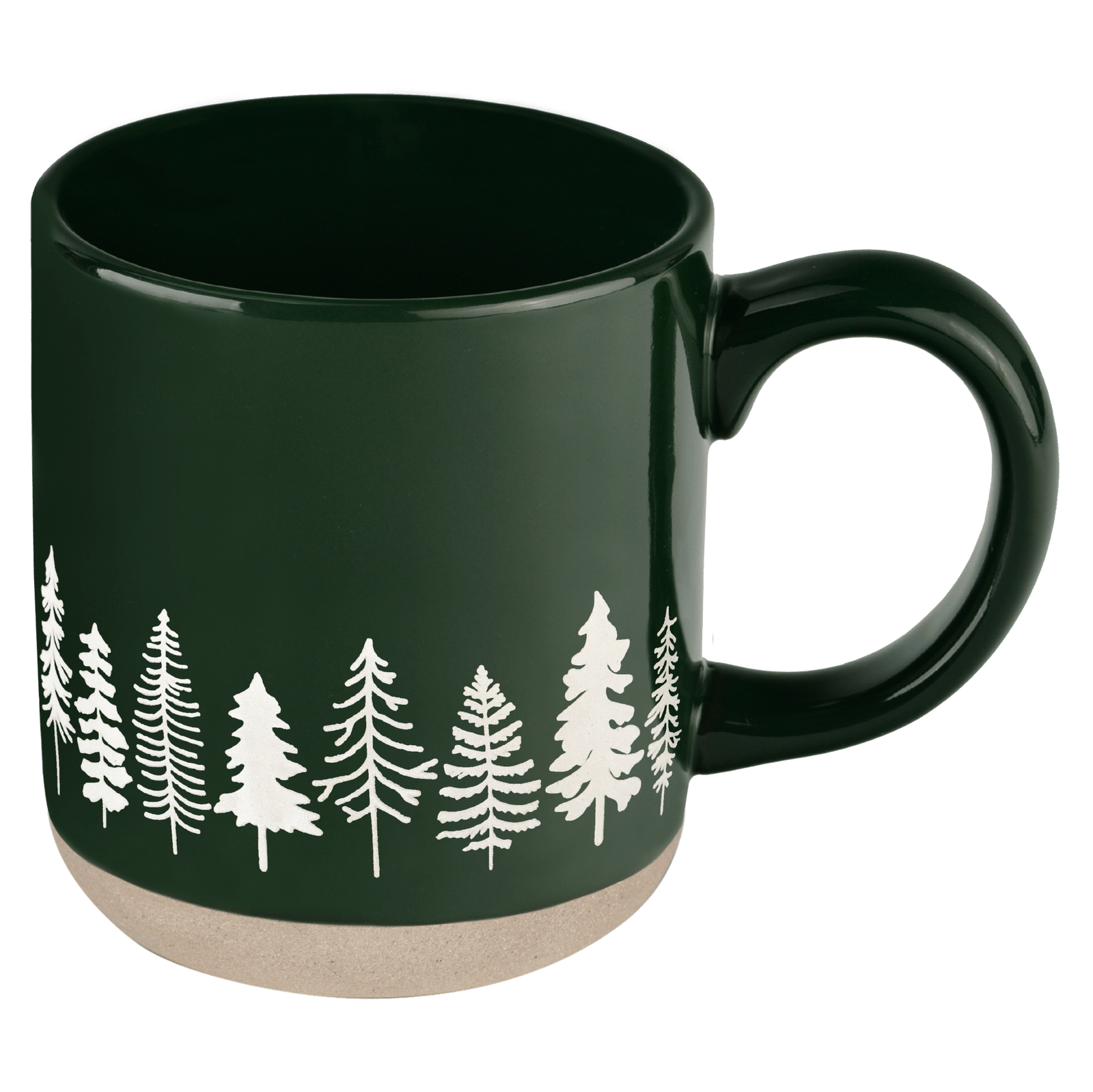 Taza de café de cerámica con diseño de pinos de 14 oz