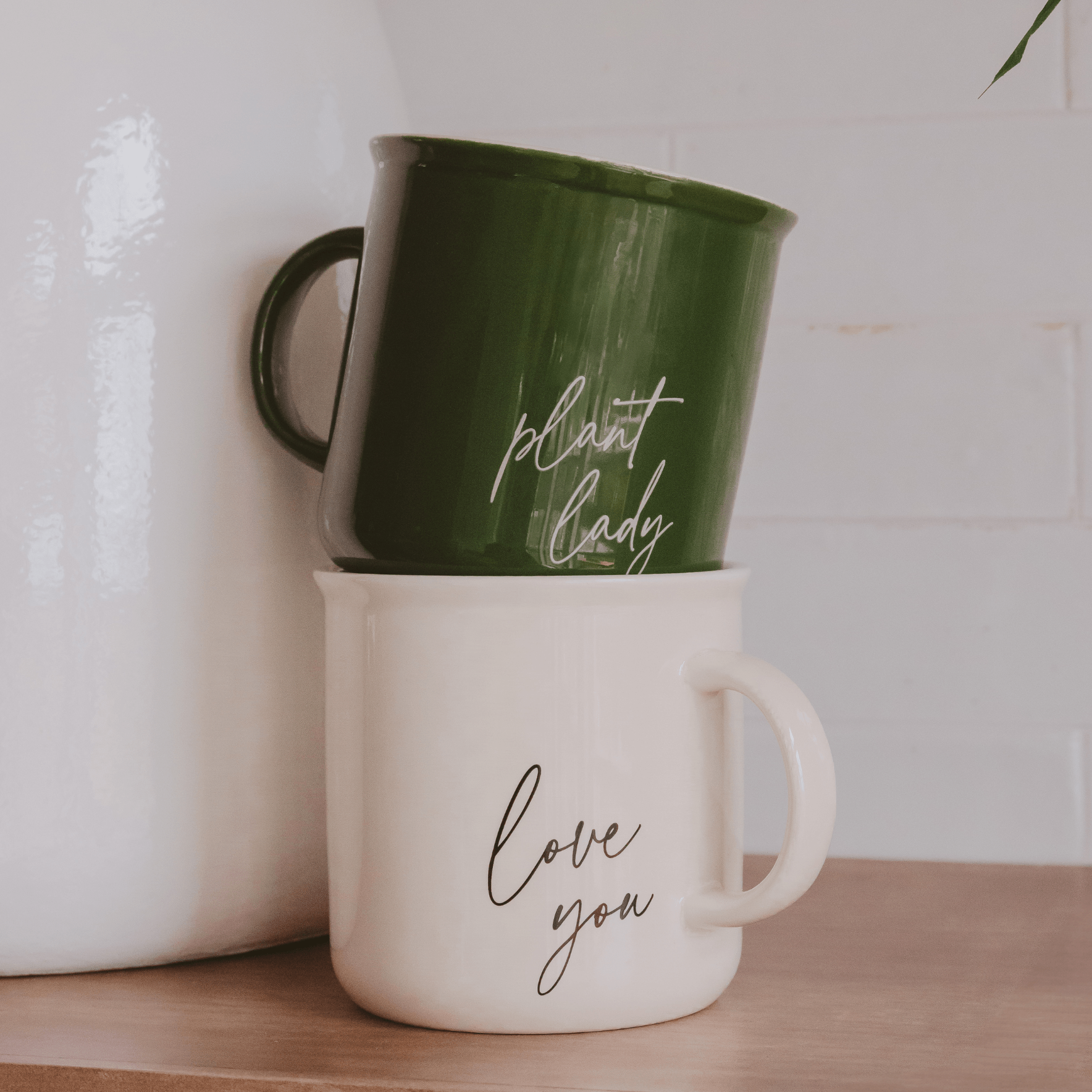 Taza de café verde Plant Lady de 325 ml