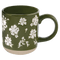 Taza de café de cerámica con diseño floral verde de 14 oz