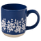 Taza de café de cerámica con diseño floral azul de 14 oz