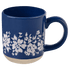 Taza de café de cerámica con diseño floral azul de 14 oz