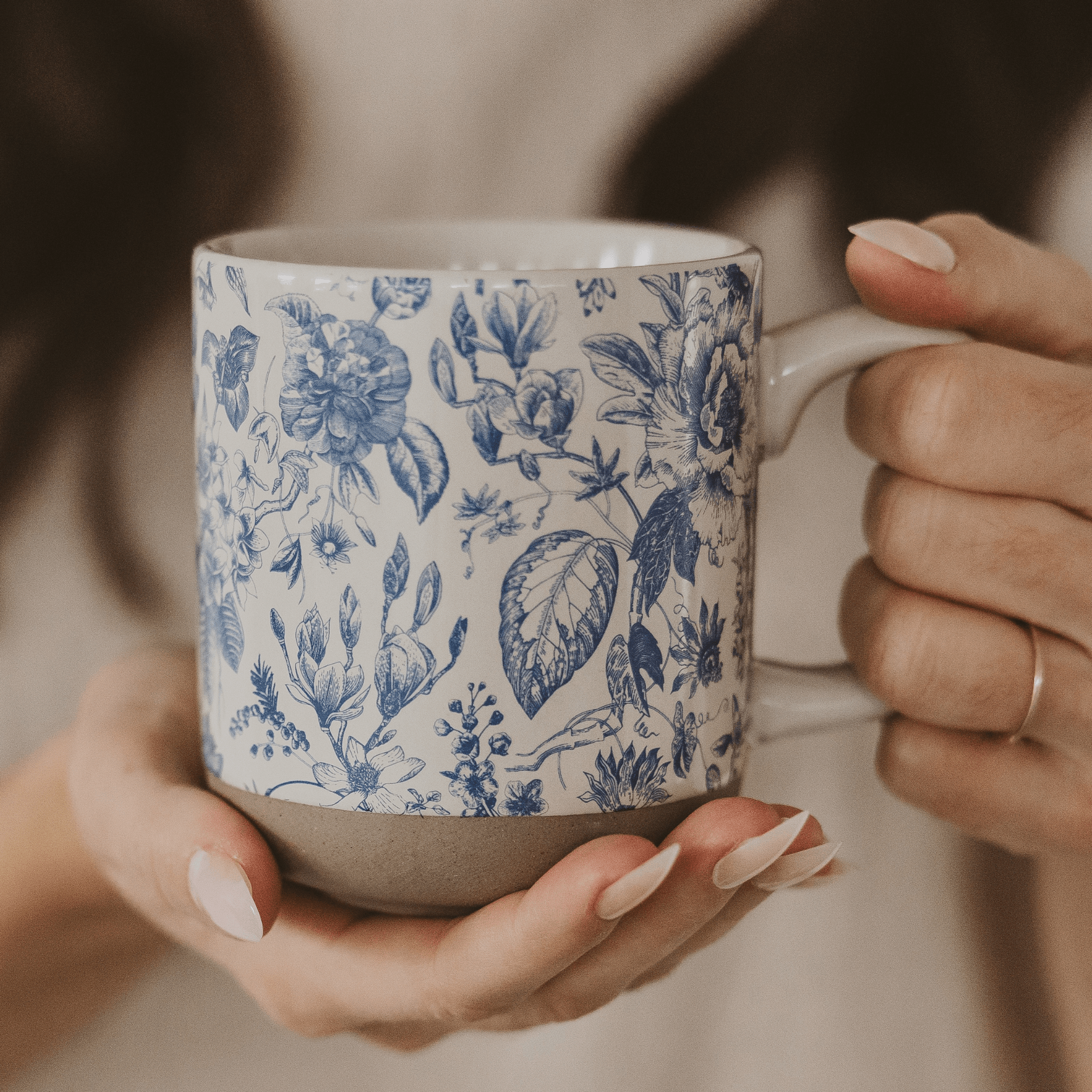 Taza de café de cerámica azul de Delft de 400 ml