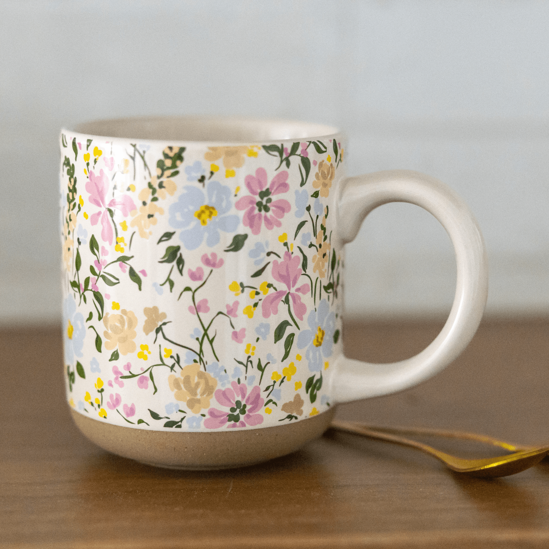Taza de café de cerámica floral de 14 oz