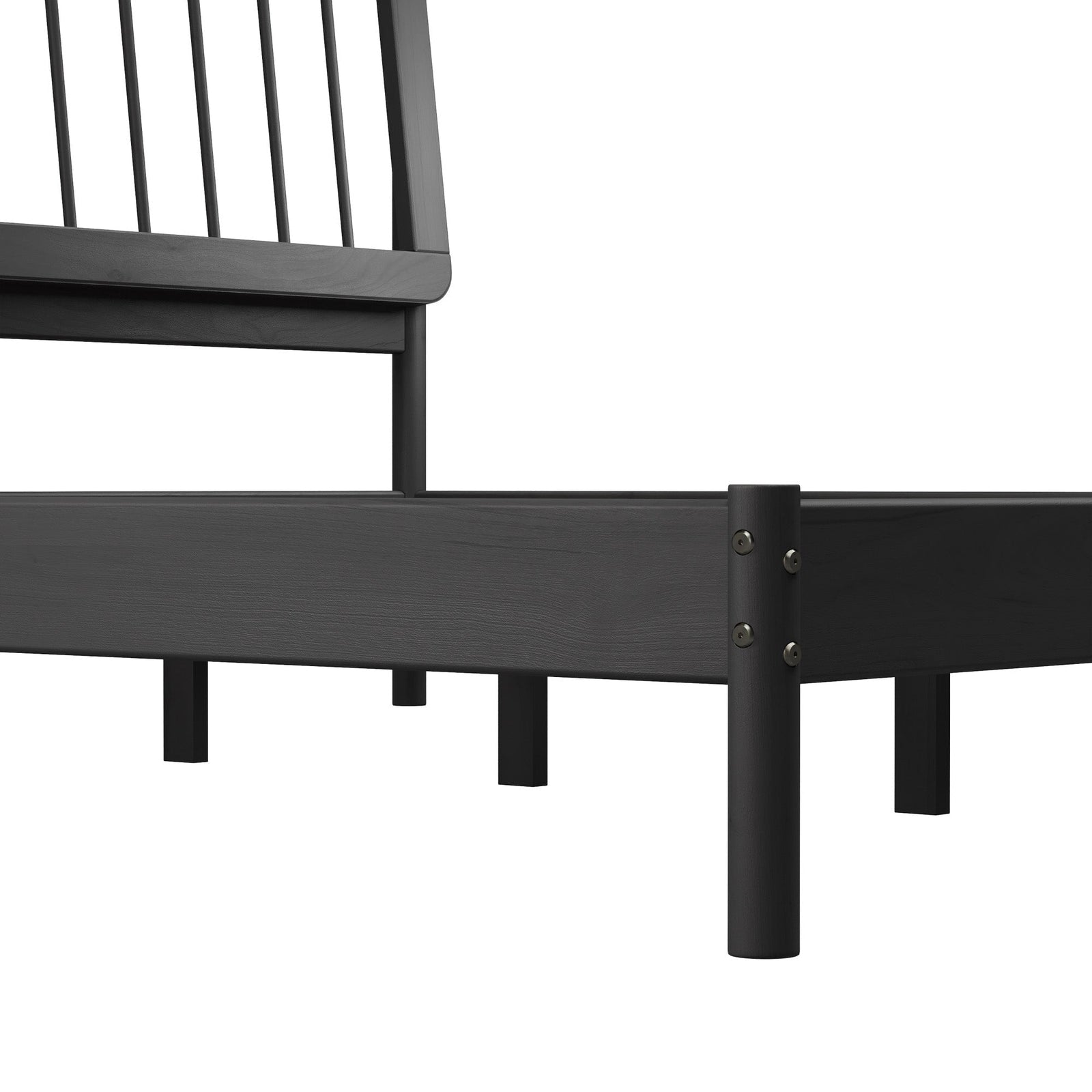 Cama de madera maciza con estructura de husillo de estilo moderno de mediados de siglo