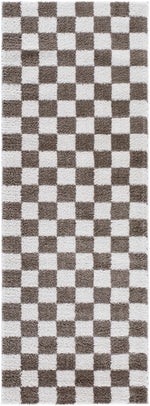 Alfombra lavable a cuadros marrón Canika