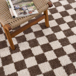 Alfombra lavable a cuadros marrón Canika
