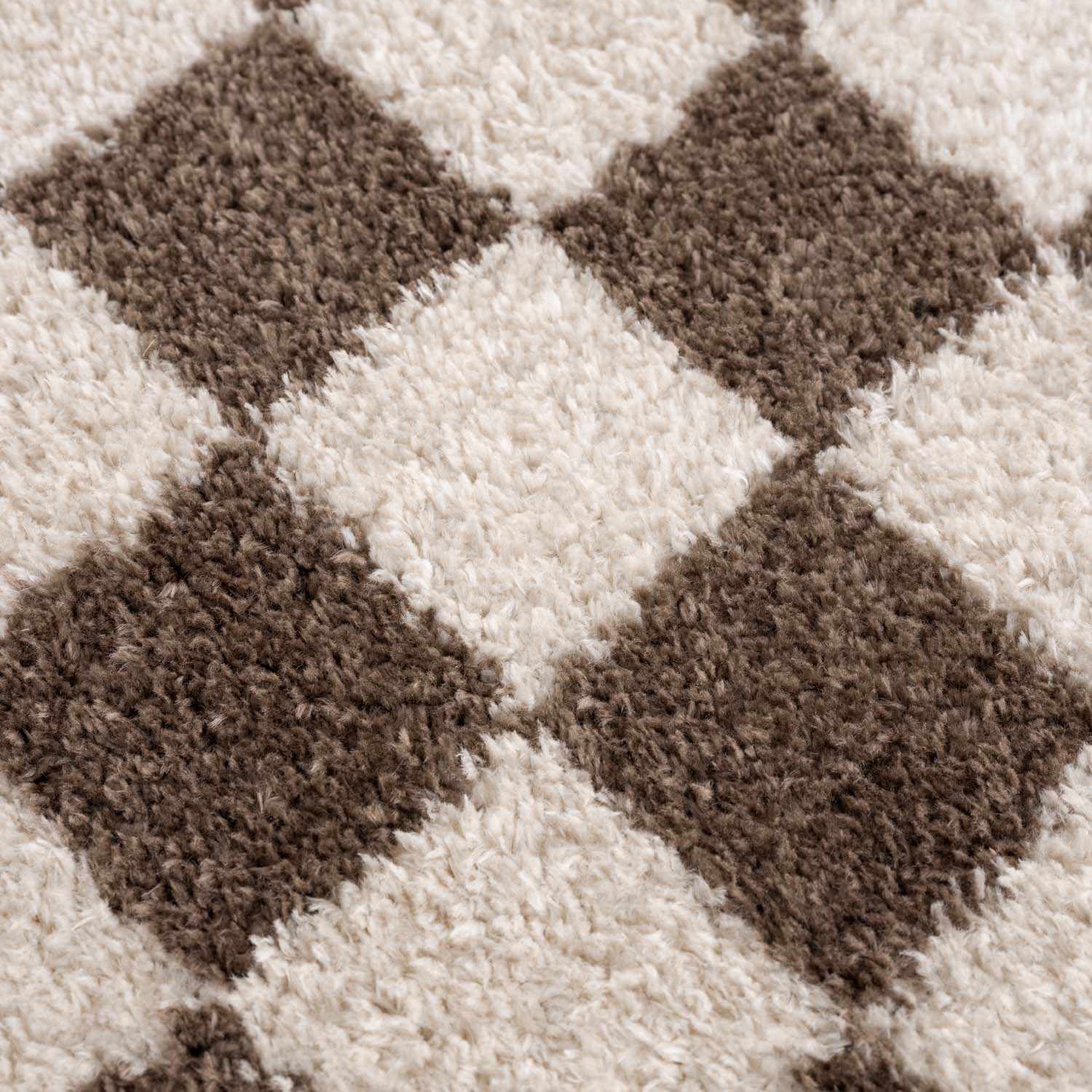Alfombra lavable a cuadros marrón Canika
