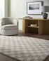 Alfombra lavable a cuadros color crema Canika 