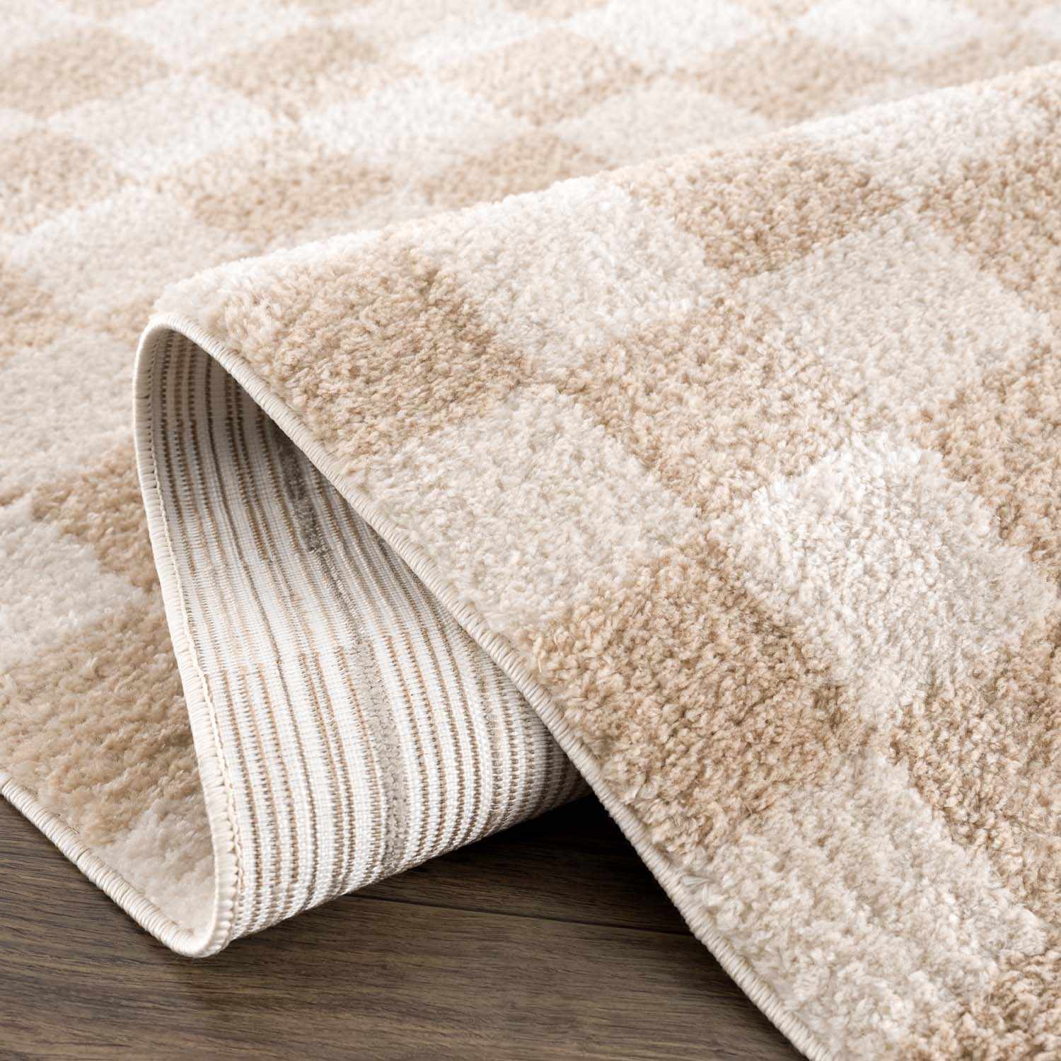 Alfombra lavable a cuadros color crema Canika 