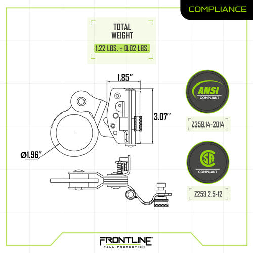 Pinza de cuerda con seguimiento automático RGSS58 de Frontline para cuerda salvavidas de 5/8